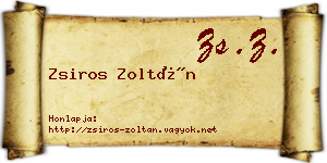 Zsiros Zoltán névjegykártya